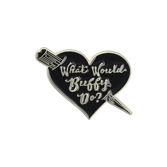 ‘What Would Buffy Do?’ Black Heart Enamel Pin - Picture 1 of 3